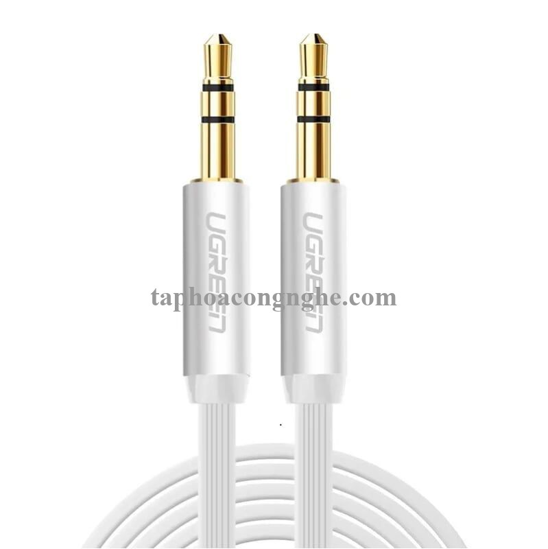 Ugreen 10762 0.5M màu Trắng Cáp âm thanh 2 đầu 3.5mm dương dây dẹt AV119 30010762